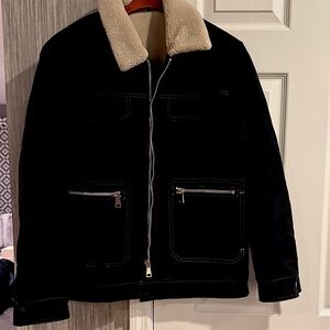 Men's Black Jacket with Cream Collar